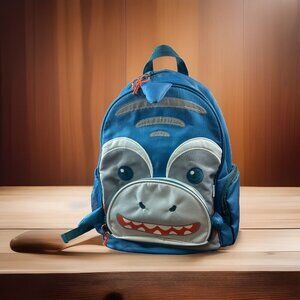 Crckt Shark Kids Backpack 16" Blue with multi pockets Padded W/ Water bottle Net
